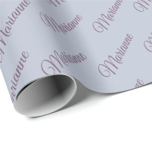 Blau mit Pflaumentext. Geschenkpapier