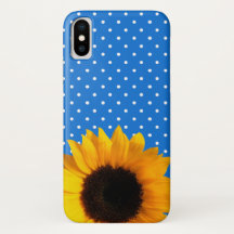 Blau mit Polka Dots und Sunflower iPhone X Case