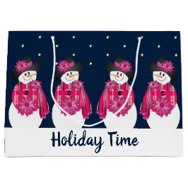 Blau mit rosa Schneemann Große Geschenktüte