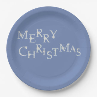 Blau mit Schneeflocke-frohen Weihnachten Pappteller