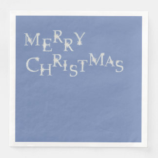 Blau mit Schneeflocken Frohe Weihnachten Serviette