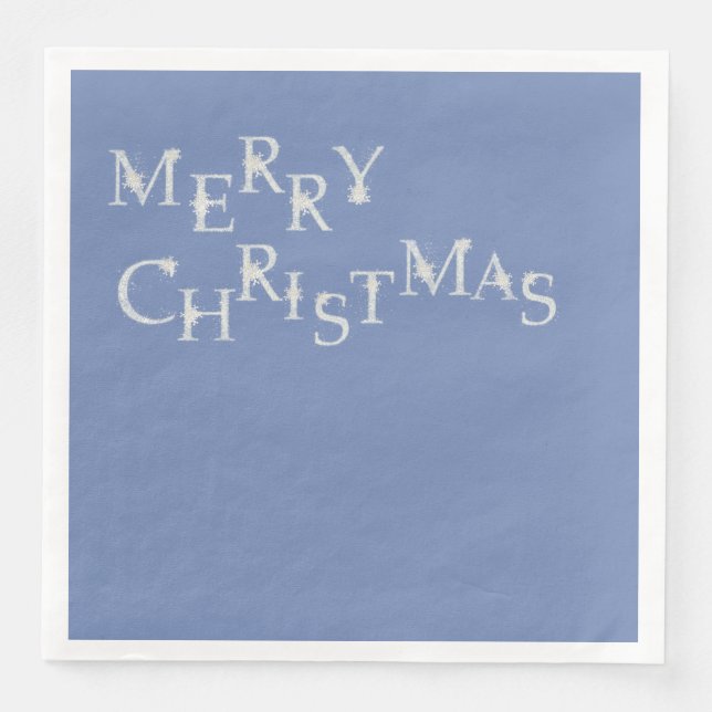 Blau mit Schneeflocken Frohe Weihnachten Serviette (Vorderseite)
