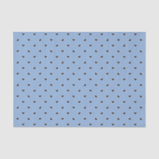 BLAU MIT SCHOKOLADE BROWN HERZEN SEIDENPAPIER (Vorderseite)