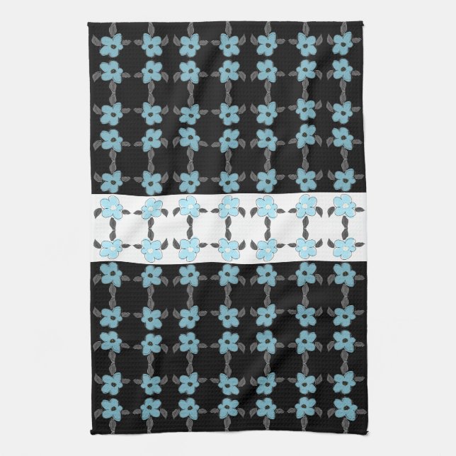 Blau mit Schwarz Geschirrtuch (Vertikal)
