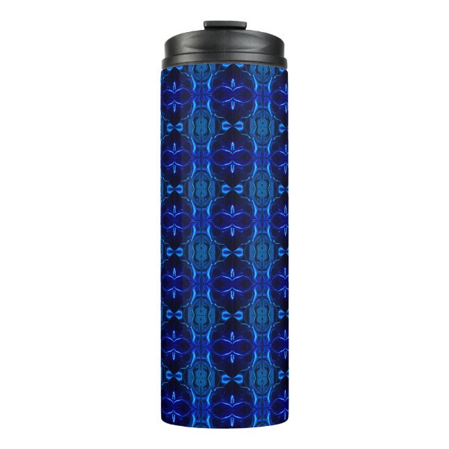 Blau mit "schwimmenden", miteinander verflochtenen thermosbecher (Vorderseite)