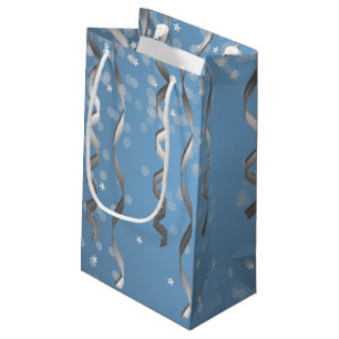 Blau mit Silberstreifen und Sternen Kleine Geschenktüte