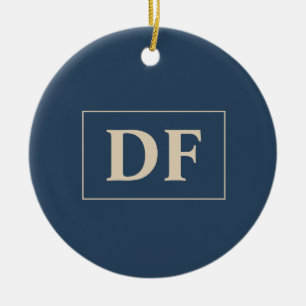 Blau mit Vanilla-Initialen Keramik Ornament