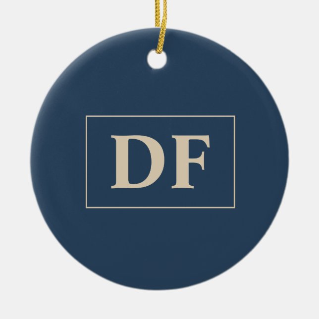 Blau mit Vanilla-Initialen Keramik Ornament (Vorne)