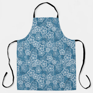 blau mit Weiß, blau, Blume, blumig, rustikal, fa Schürze