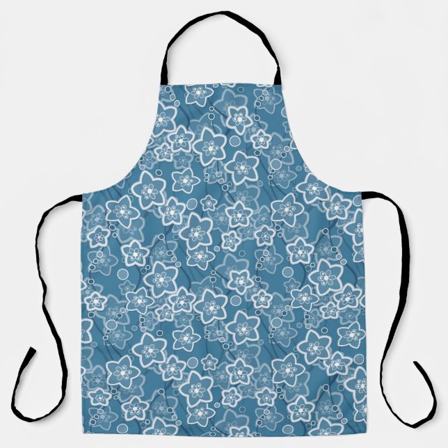 blau mit Weiß, blau, Blume, blumig, rustikal, fa Schürze (Vorderseite)