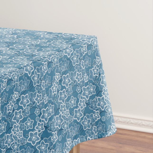 blau mit Weiß, blau, Blume, blumig, rustikal, fa Tischdecke (Beispiel)