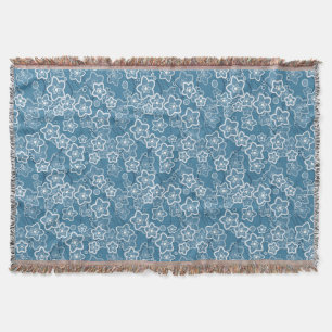 blau mit weiß, blau, Blumen, floral, rustikal Decke