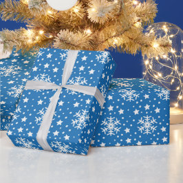 BLAU MIT WEISSEN CHRISTMAS FERIENSCHNEEBERN GESCHENKPAPIER