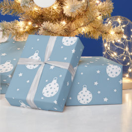 BLAU MIT WEISSEN CHRISTMAS ORNAMENS GESCHENKPAPIER