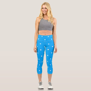 Blau mit weißen Punkten Capri Leggings