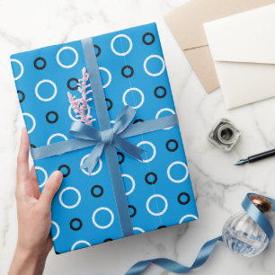 Blau mit weißen und schwarzen Kreisen Geschenkpapier