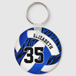 blau mit Zebrastreifen Akzente Mädchen Volleyball Schlüsselanhänger