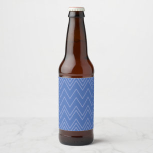 Blau, modern, einfach, cool, trendy Zickzack-Muste Bierflaschenetikett