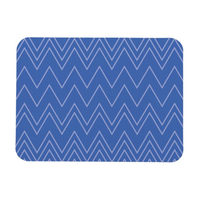 Blau, modern, einfach, cool, trendy Zickzack-Muste Magnet (Horizontal)