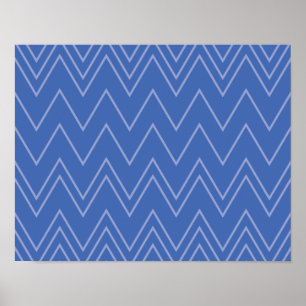 Blau, modern, einfach, cool, trendy Zickzack-Muste Poster