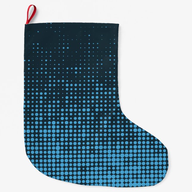 Blau, modern, Retro, cool, trendy dot pattern Großer Weihnachtsstrumpf (Vorderseite)