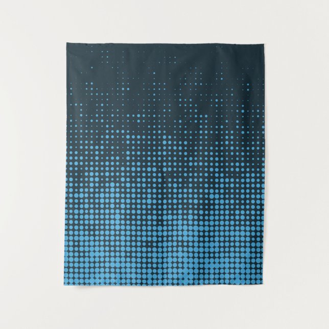 Blau, modern, Retro, cool, trendy dot pattern Wandteppich (Vorderseite)
