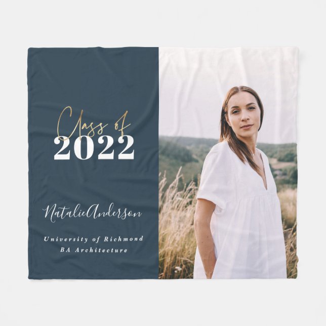 Blau moderne Drehbuch grad Multi-Foto-Klasse von 2 Fleecedecke (Vorderseite (Horizontal))