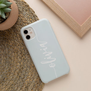 Blau moderne skizzierte Schrift personalisierter N iPhone 16 Hülle