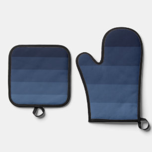 Blau monochromatisch ofenhandschuh & Topflappen-Set