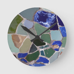 Blau-Mosaiken Antoni Gaudi Runde Wanduhr
