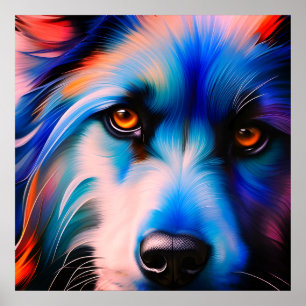 BLAU N RED TERRIER DOG POSTER