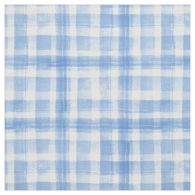 Blau-n-Weiß-Wasserfarben Gingham Prüfmuster Stoff (Muster)