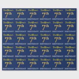 Blau, Nachahmung Gold Aussehen "7. BIRTHDAY" Geschenkpapier