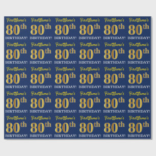 Blau, Nachahmung Gold sehen "80. GEBURTSTAG" aus Geschenkpapier