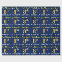 Blau, Nachahmung Gold sehen "8. BIRTHDAY" Geschenkpapier