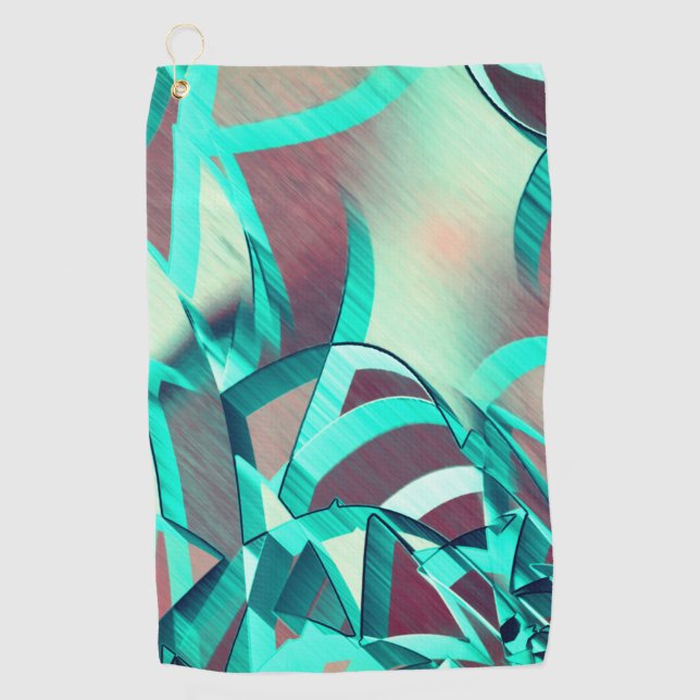 Blau oder Cyan-Streifen auf roten, tropfenden Bild Golfhandtuch (Vorderseite)