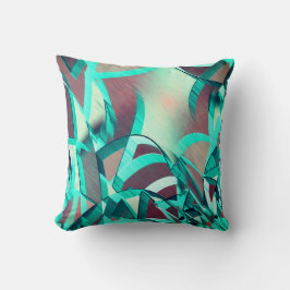 Blau oder Cyan-Streifen über rotes, tropfendes Bil Kissen