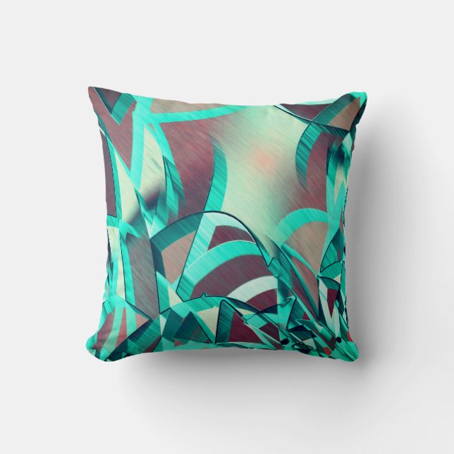 Blau oder Cyan-Streifen über rotes, tropfendes Bil Kissen (Vorderseite)