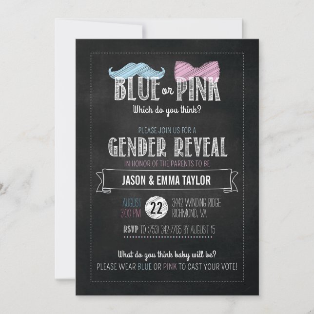 Blau oder rosa, die Sie denken? Geschlecht decken Einladung (Vorderseite)