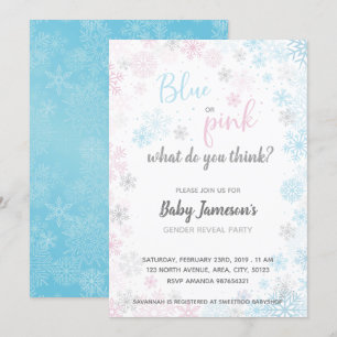 Blau oder Rosa   Frozen Gender Reveal Baby Shower Einladung