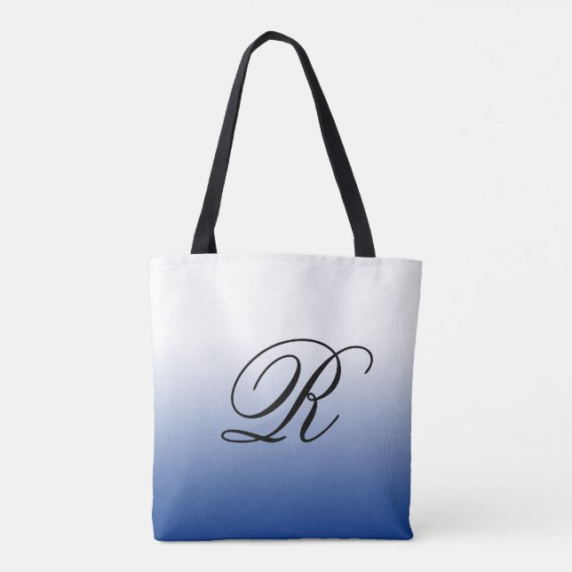 Blau Ombre über jede Farbe mit Monogramm Tasche (Rückseite)