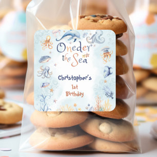 Blau Oneder Meer erster Geburtstag Aufkleber