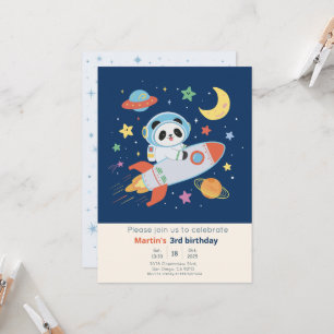 blau-orange Astronaut-Panda Einladung