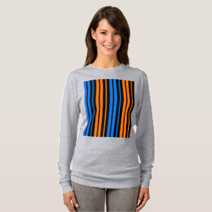 Blau Orange Blau Vertikale Streifen Design T-Shirt