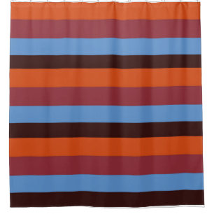 Blau, orange, braun, rote Streifen Duschvorhang