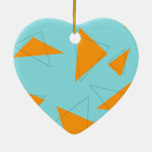 Blau, orange, cool, trendy, modernes Dreieck Keramik Ornament