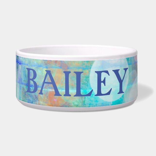 Blau, Orange, Gelb, Abstrakte Weiße Kunst Napf (Vorderseite)