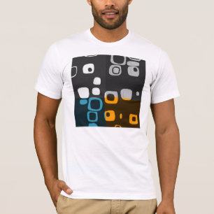 Blau, Orange, Grau Retro Abstrakt Art T - Shirt