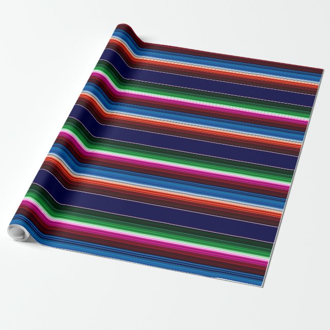 Blau, Orange, Hot Pink, grüne mexikanische Sarapie Geschenkpapier (Ungerollt)