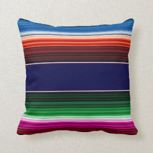 Blau, Orange, Hot Pink, grüne mexikanische Sarapie Kissen